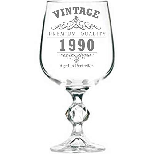 Copa de vino vintage de 1990, 30 cumpleaños 11oz