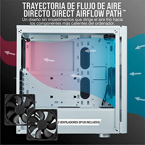 Corsair Carbide 275R - Caja de ordenador semitorre para juegos (Torre ATX mediana con ventana de vidrio templado), blanco