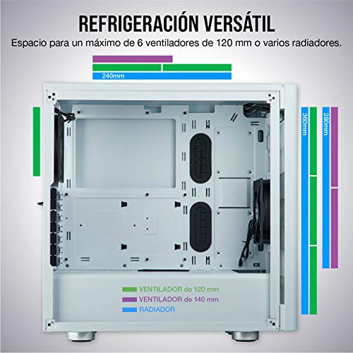 Corsair Carbide 275R - Caja de ordenador semitorre para juegos (Torre ATX mediana con ventana de vidrio templado), blanco