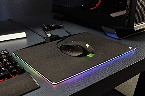 Corsair MM800 RGB - Alfombrilla de ratón para juego (medio, 15 zonas RGB, superficie dura), negro