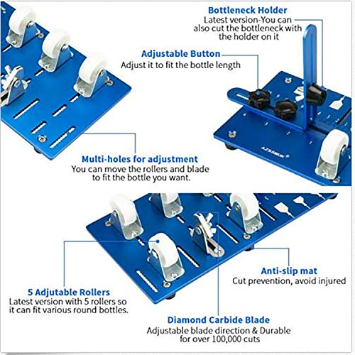 Cortador de botellas de vidrio DIY para vino, cerveza, cristalería de acero inoxidable, ajustable, cortador de botellas, cerveza, botella de vino, juego de corte con cortador de vidrio