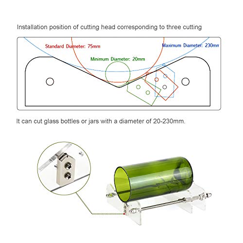 Cortador de Botellas de Vidrio Profesional,Herramientas Botellas de Corte,Corte Máquina de Vino Cerveza, Hecho de Acrílico y Metal (negro)