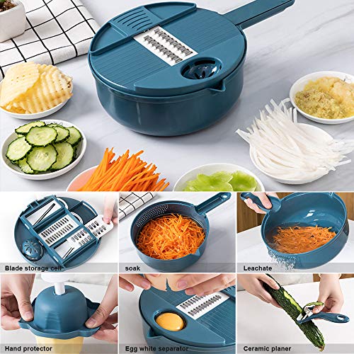 Cortador de verduras mreechan,12 en 1 cortador de verduras, cortador de frutas,cortador de cebolla,se puede utilizar como una cesta de verduras,un buen ayudante en la cocina sin lastimar se las manos