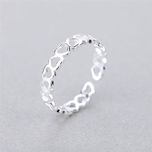 Cosanter 1x Anillo de Las Mujeres Elegantes Huecos del Corazón Anillos de la Curva de Los Anillos Abiertos Joyería de La Boda para Las Niñas Regalo de Cumpleaños