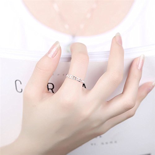 Cosanter 1x Anillo de Las Mujeres Elegantes Huecos del Corazón Anillos de la Curva de Los Anillos Abiertos Joyería de La Boda para Las Niñas Regalo de Cumpleaños