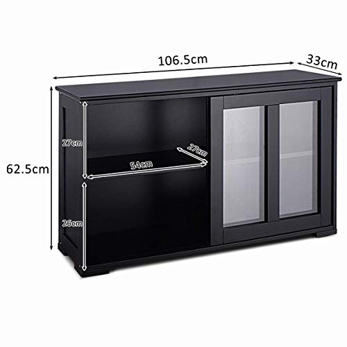 COSTWAY Aparador Cocina Armario de Baño Multiusos Gabinete Lateral con Puertas Correderas (Negro)