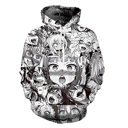 Cowesoo Sexy Chicas AHEGAO Imprimir Hipster Anime Funny Sudaderas Unisex Sudaderas