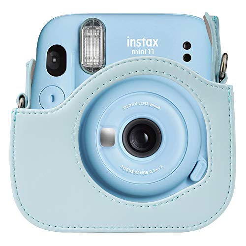 Cpano PU Funda de Cuero para cámara para Fujifilm Instax Mini 11 Cámara instantánea con Correa y Bolsillo Ajustables. (Azul)