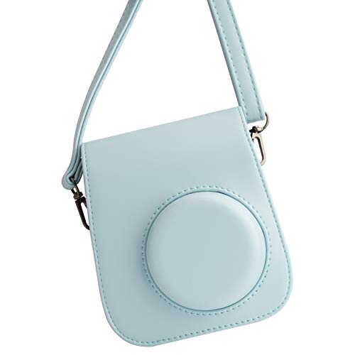 Cpano PU Funda de Cuero para cámara para Fujifilm Instax Mini 11 Cámara instantánea con Correa y Bolsillo Ajustables. (Azul)