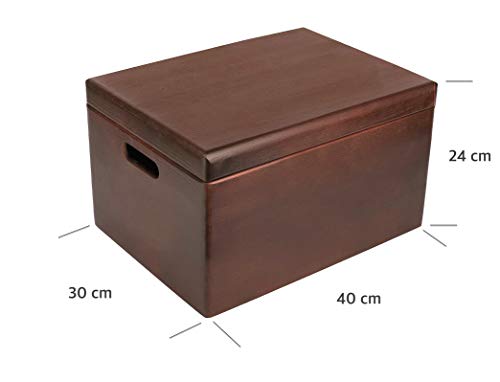 Creative Deco XXL Marrón Caja de Madera Grande para Juguetes | 40 x 30 x 24 cm (+/-1cm) | con Tapa y Asas Cofre para Decorar | Almacenaje Documentos, Objetos de Valor, Herramientas