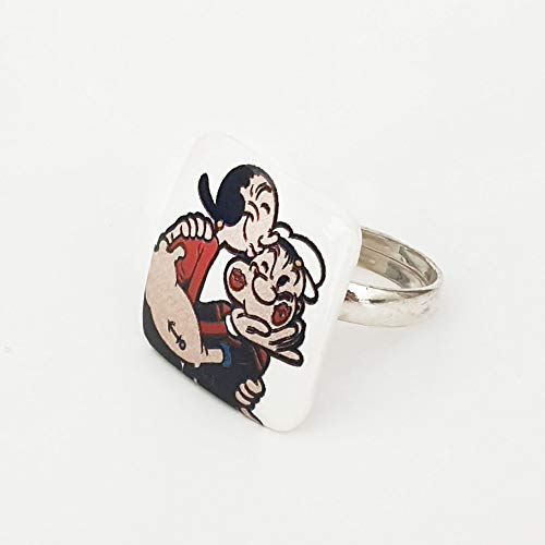 CreaTu Anillo de cerámica – El beso – Anillo para mujer, joyas de porcelana, plata chapada en oro, fabricado en Sicily