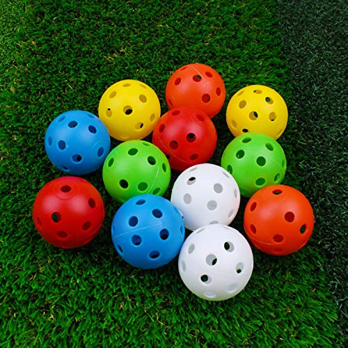 Crestgolf Bolas de Golf Prácticas de plástico Perforado Bolas de Golf Flujo de Aire Hueco Bolas de Entrenamiento de Golf Juguete para niños Bolas de Mascotas, 12 Piezas-Mixed