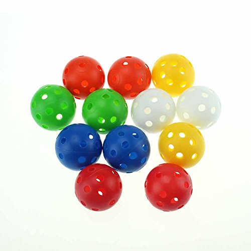 Crestgolf Bolas de Golf Prácticas de plástico Perforado Bolas de Golf Flujo de Aire Hueco Bolas de Entrenamiento de Golf Juguete para niños Bolas de Mascotas, 12 Piezas-Mixed