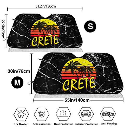 Creta Grecia - Parasol plegable para parabrisas de coche, estilo retro, para coche, SUV, camiones, minivans