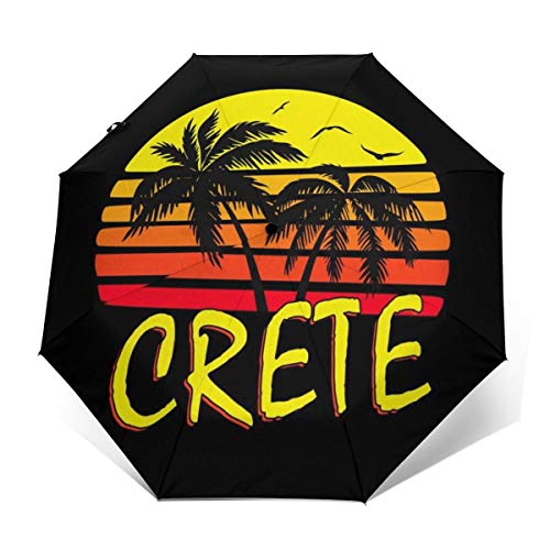 Crete - Paraguas Plegable de Apertura y Cierre automáticos, Resistente al Viento, Plegable y automático, Parasol de Viaje