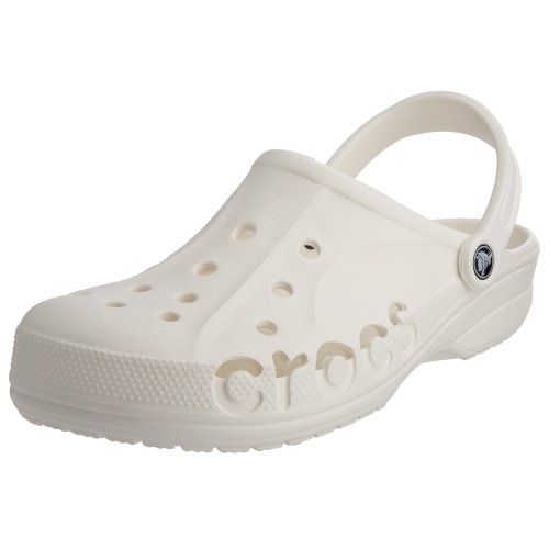 crocs Baya - Zuecos de material sintético unisex, color blanco, 45-46