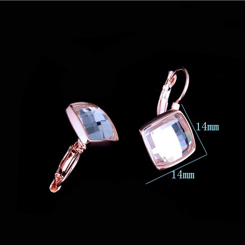 Crystals from Swarovski Blanco Rombo Cuadrado Pendientes 18k Chapado en oro rosa para mujer