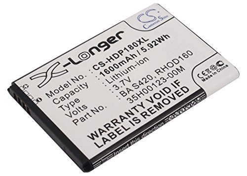 CS-HDP180XL Batería 1600mAh Compatible con [HTC] A9292, Arrive, Captain, Cedar 100, EVO 4G, Fortress, Imagio, Maple 100, Maple 120, Ozone, Qilin, RHOD100, Rhodium 100, Rhodium 300, Rhodium W, S511, S