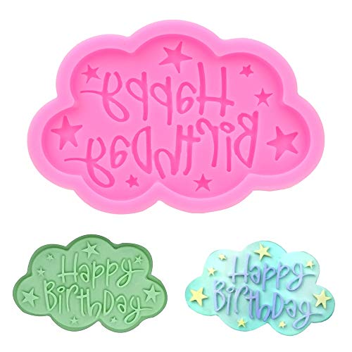 CSCZL Moldes para decoradores de postres y Pasteles con Forma de Nube DIY, Herramientas para Hornear, Letras de Feliz cumpleaños, Herramientas para Fondant, Molde de Silicona