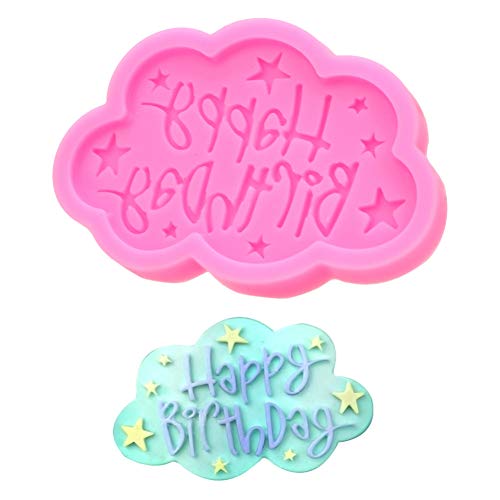 CSCZL Moldes para decoradores de postres y Pasteles con Forma de Nube DIY, Herramientas para Hornear, Letras de Feliz cumpleaños, Herramientas para Fondant, Molde de Silicona