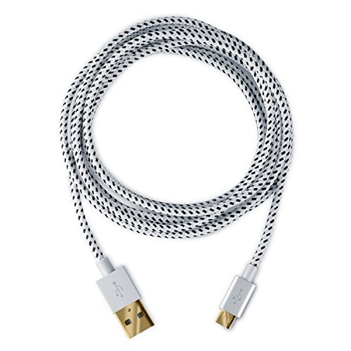 CSL - 2m Premium Cable MicroUSB a USB de Alta Velocidad - Nylon Trenzado - Cable Cargador y de Datos - Cable de Carga rápida - Contactos Recubiertos de Oro 24 k