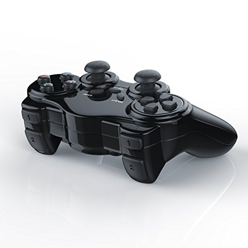 CSL-Computer Gamepad inalámbrico para PS2 con Doble vibración - Controlador de Mando - Plug y Play - Negro