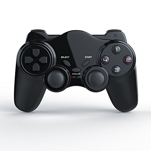 CSL-Computer Gamepad inalámbrico para PS2 con Doble vibración - Controlador de Mando - Plug y Play - Negro