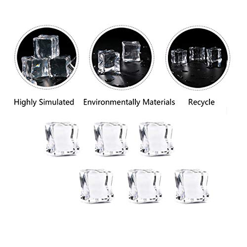 Cubito de hielo artificial,Yueser 100pcs 20mm Cubo Forma Cuadrada Lustre de Cristal Cubos de Hielo de Acrílico Artificial Para la Muestra Accesorios de Fotografía Decoración de la cocina