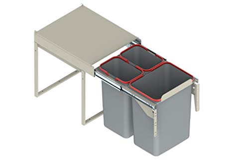 Cubo de reciclaje o basura, con sistema extraíble de 400 mm, 40 litros (JC-601)