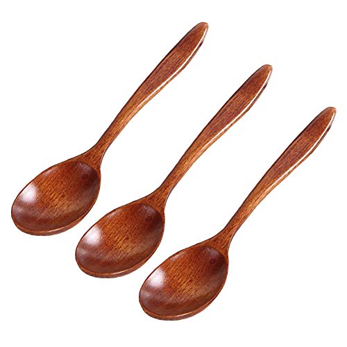 Cuchara de madera natural 3Pcs Vajilla ecológica Sopa Té Miel Cuchara de café Accesorios de cocina