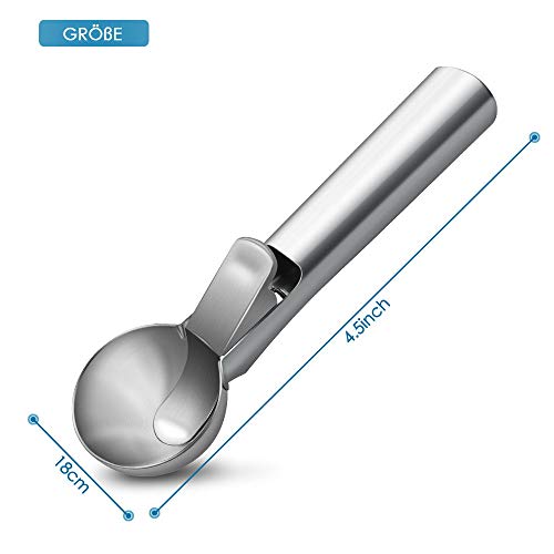 Cuchara para helado de acero inoxidable de SZRWD, dosificador de hielo con disparador, no pegajosa, no congelar, fácil de limpiar como cuchara de helado, cuchara de sandía