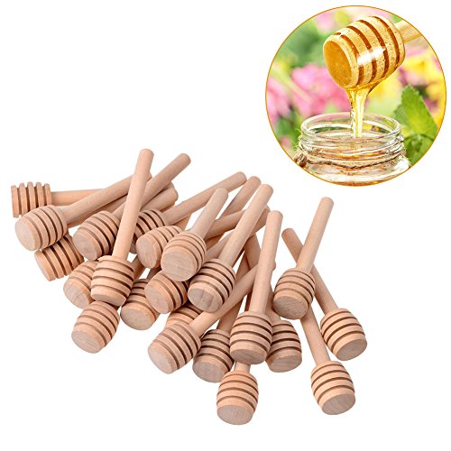 Cucharas para la miel, 24pcs mini varillas de madera de miel para dispensar tarros de miel de Mermelada Miel Palo Barra para Dispensar, Recoger, Agitar Miel Wooden Honey Dippers (7.6cm/3 inch)