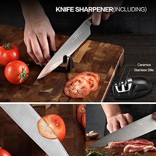 Cuchillo Chef de 20 cm, Cuchillos de cocina profesionales de acero inoxidable alemán, Cuchillo de cocina de verduras de carne con mango ergonómico Pakkawood antideslizante, Caja de regalo …