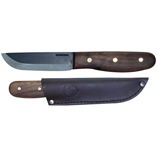 Cuchillo Condor bushcraft BUSHCRAFT Basic con Hoja de Acero 420 de 10,2 cm y empuñadura de Madera de 11,4 cm 60002  para Caza, Supervivencia y Bushcraft + Portabotellas de Regalo