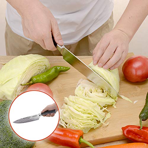 Cuchillo de chef SPACEIFY 8 pulgadas Cuchillo de cocina con afilador de cuchillos, juego de cuchillos de acero inoxidable alemán con mango ergonómico, cuchillos de cocina para cocina profesional