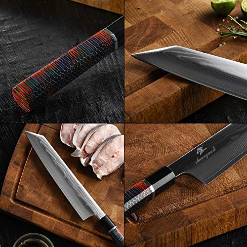 Cuchillo filetear japonesa acero de Damasco Cuchillo Sashimi casa cocina corte de sushi de salmón con el cuchillo de la manija del cuerno del búfalo (Color : 10 inches Sushi Knives)