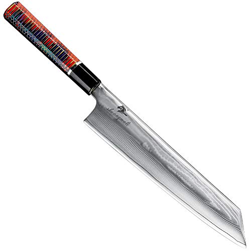 Cuchillo filetear japonesa acero de Damasco Cuchillo Sashimi casa cocina corte de sushi de salmón con el cuchillo de la manija del cuerno del búfalo (Color : 10 inches Sushi Knives)