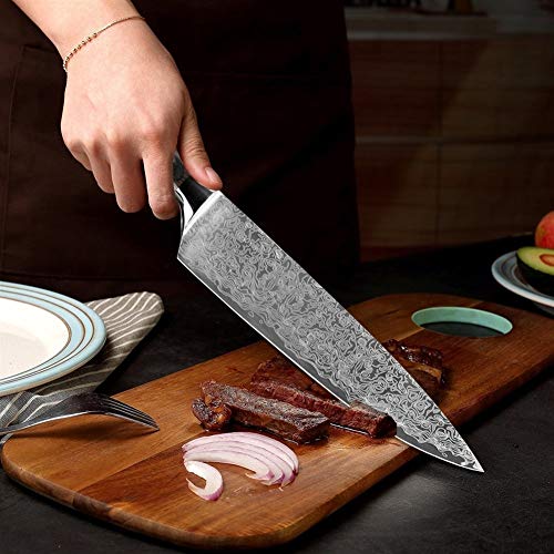 Cuchillos Cocina Fruta pelada de acero inoxidable carne cortada cuchillo de cocina chef de láser patrón de Damasco en rodajas Utilidad santoku conjunto de herramientas de cocina Set