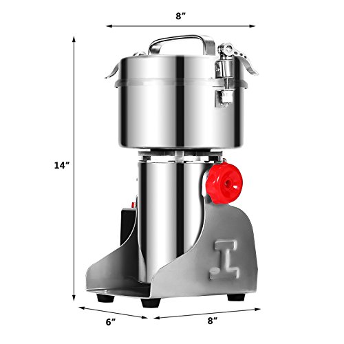 Cueffer Molino de Grano Máquina Eléctrica de Molino Molino de Grano Acero Inoxidable Máquina Oscilante de Moler para Pulverizar Hierba de Grado Alimenticio Maquina de Molino (500g)