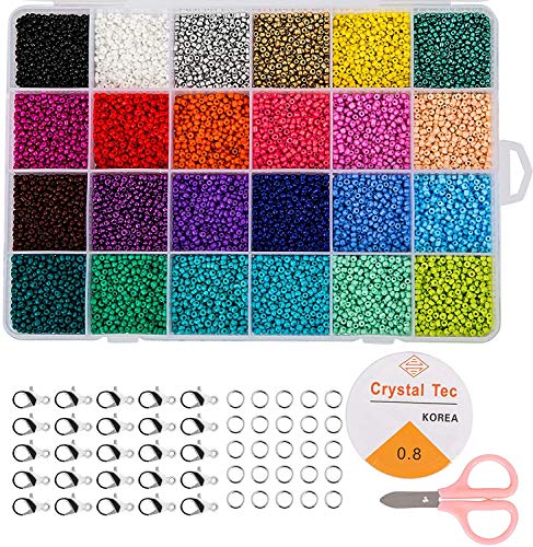 Cuentas de Colores 2mm Mini Cuentas y Abalorios Cristal para DIY Pulseras Collares Bisutería (24 Colores)