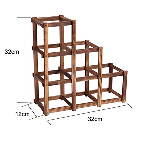 Cuhawuda - Botellero plegable de color carbón, 6 rejillas de madera para vinos, decoración de bares, restaurantes, etc.