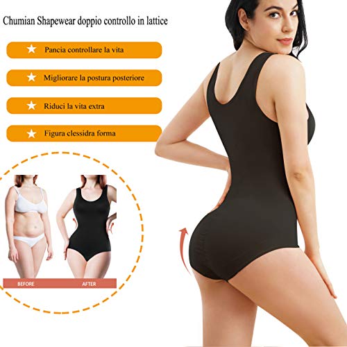 Cumian Shapewear - Body adelgazante para mujer, moldeador de cuerpo entero Negro XXL