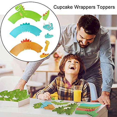 Cupcake Toppers Wrappers - WENTS 48Piezas Cupcake Topper de Tarta Magdalenas Decoración y Doble Cara Cupcake Wrappers para Niños Infantiles Fiestas de Cumpleaños Decoración Suministros