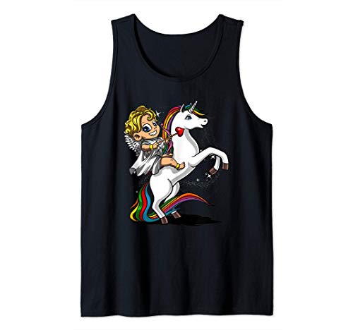 cupido unicornio fantasía romántico día de san valentín Camiseta sin Mangas