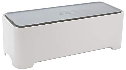 Curver  -  Caja Ebox Mediana Organizador de Cables Rectangular - Color Blanco / Gris