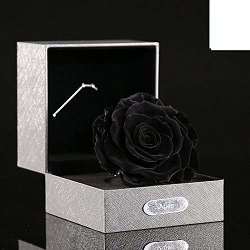 Custom 12 Constelaciones Flor Caja De Regalo/Caja De Regalo De Flor Inmortal Rosa Negra-A