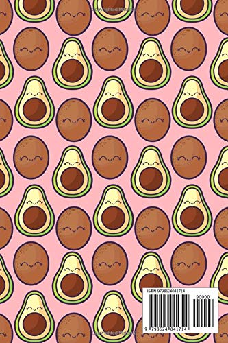 Cute Happy Avocado and Kiwi Pattern Composition Notebook Journal Diary for Kids Girls, 120 Pages of Blank Wide Ruled Lined Pages | for School, Home |  6x9"