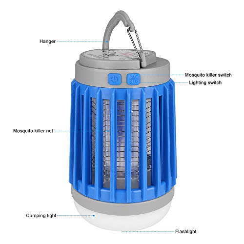 CWWHY Lámpara Portátil para Matar Mosquitos Linterna De Camping Linterna LED Bug Zapper con Batería Recargable 2200Mah, IP67 A Prueba De Agua 2 Piezas