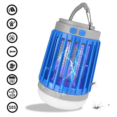 CWWHY Lámpara Portátil para Matar Mosquitos Linterna De Camping Linterna LED Bug Zapper con Batería Recargable 2200Mah, IP67 A Prueba De Agua 2 Piezas