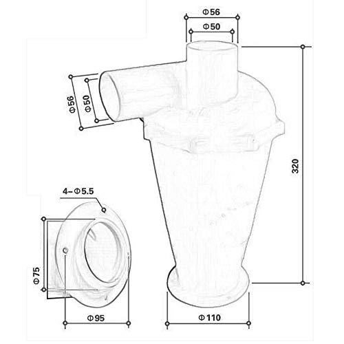 Cyclone Divisor Colector de Polvo Filtro de Separación para Aspiradora Separador Ciclónico con Accesorios Negro